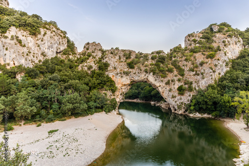 Famous pont d'arc over river Ardeche in France, Europe.