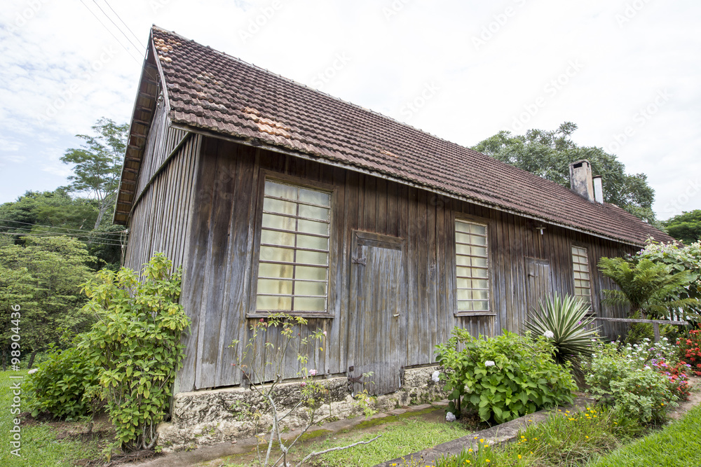 wooden house in countryside of brazil