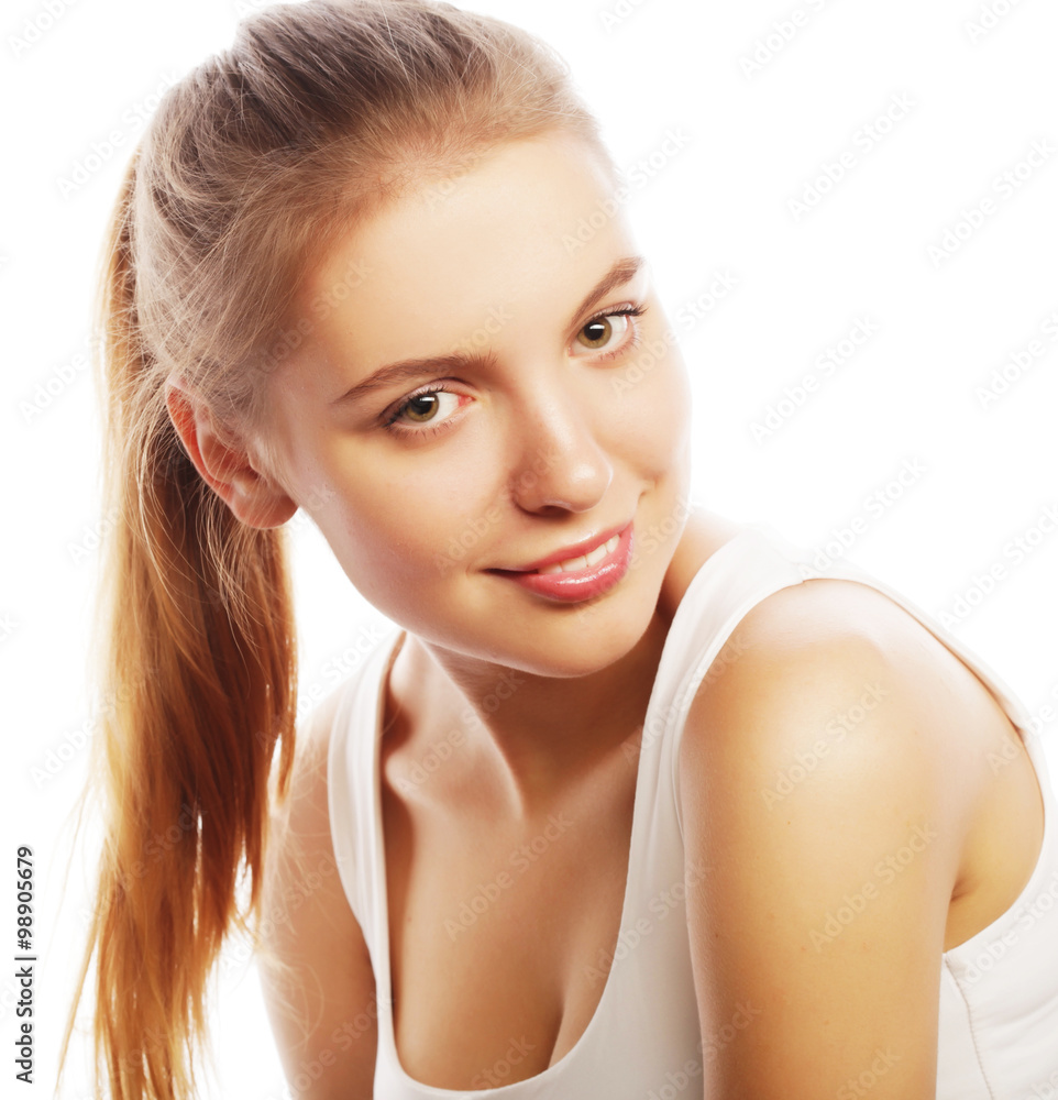 beautiful female model on white background beautiful female model on white background