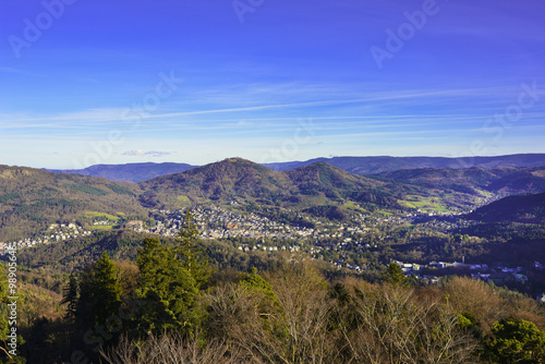 Quadro su tela Overlooking the valley of Baden Baden with the Merkur mountain a