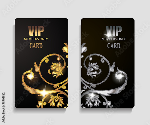 VIP cards with textured floral design elements
