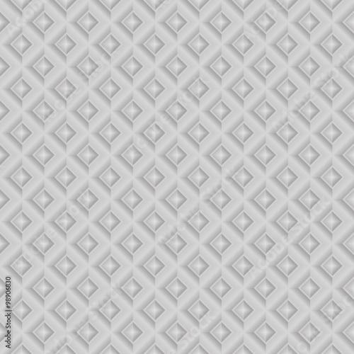 Seamless white geometric pattern, diamonds, squares, 3D tiles, vector. Endless texture can be used for wallpaper, pattern fills, web page background,surface textures.