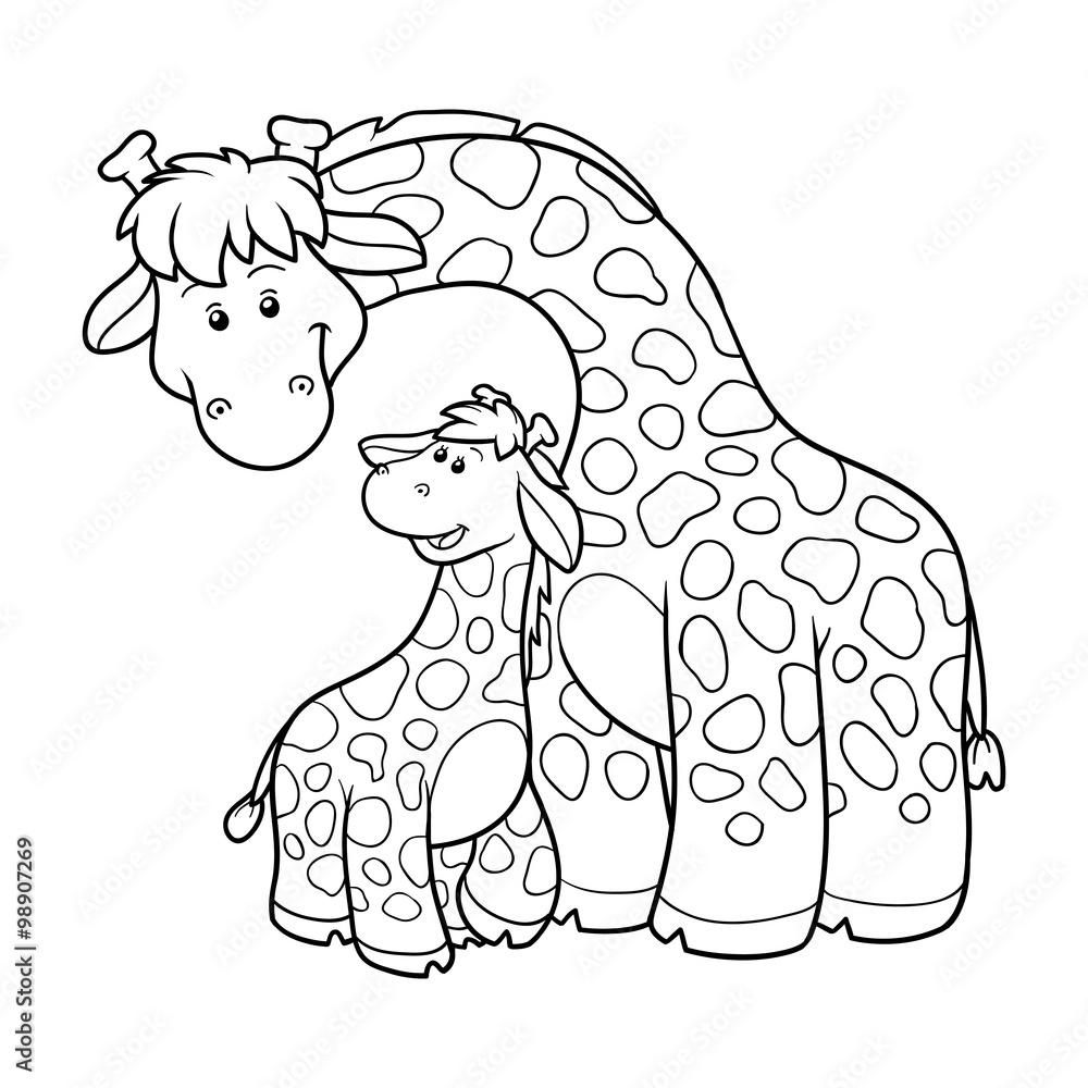 Fototapeta premium Coloring book for children (two giraffes)