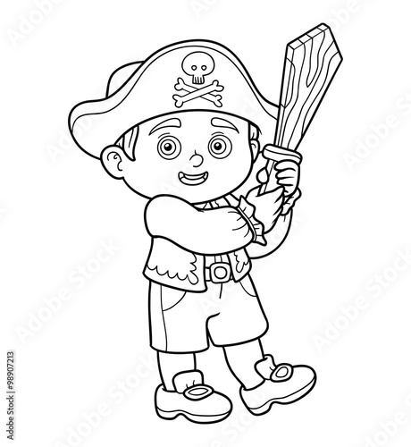 Coloring book for children (pirate boy)