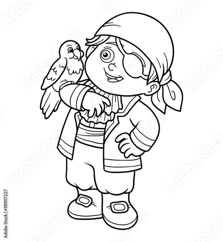 Coloring book for children (pirate boy)