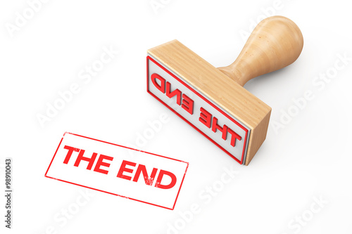 Wooden Rubber Stamp with The End Sign