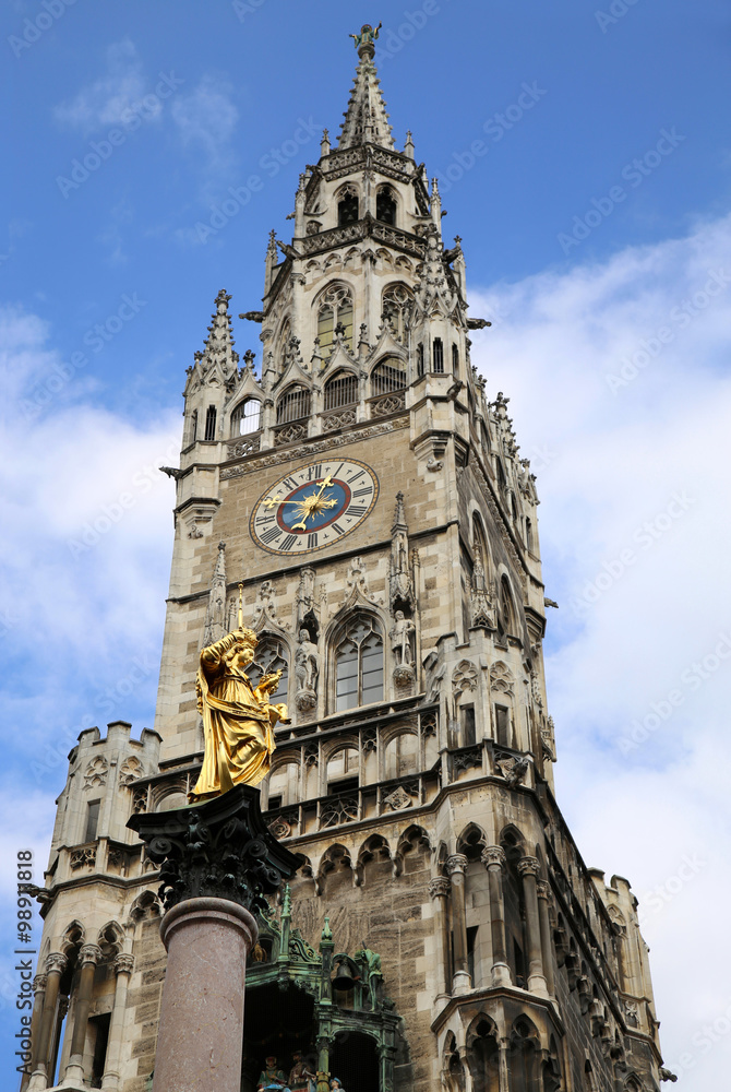 The Golden statue of Mary (Mariensaule), a Marian column on the