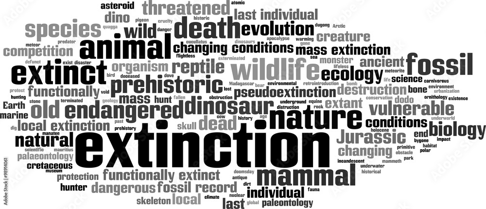 Extinction word cloud concept. Vector illustration Extinction word cloud concept. Vector illustration