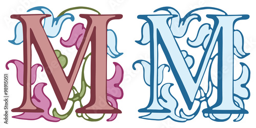 Vintage initials letter M.