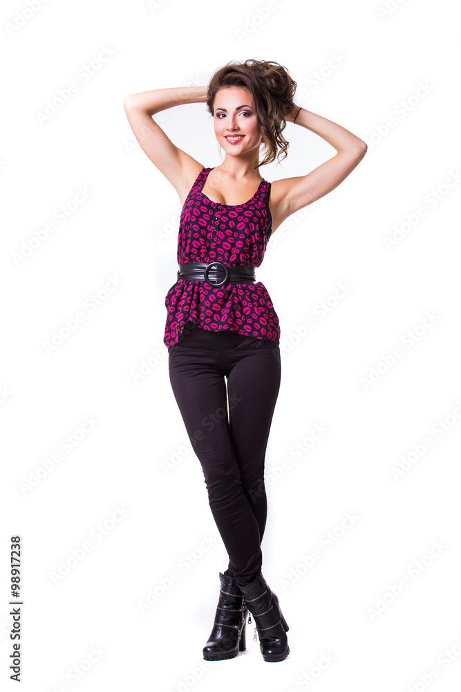 picture of lovely woman in dress over white picture of lovely woman in dress over white