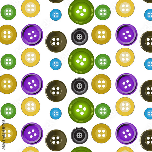 Vector seamless pattern. Bright colors buttons on white backgrou