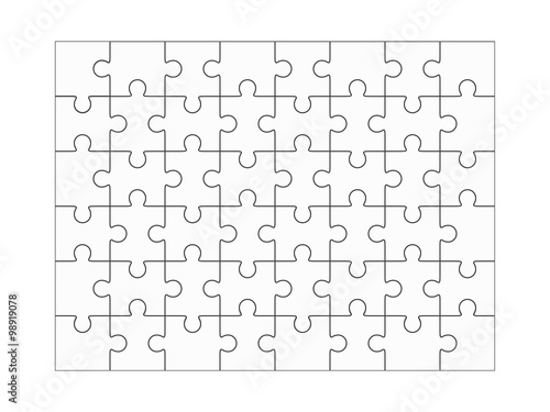 Jigsaw puzzle blank 6x8 elements, fourty-eight vector pieces.