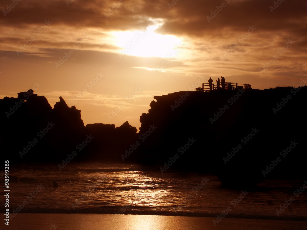 Sunset over the Hopkins River estuary in the town of Warrnambool of Victoria, Australia