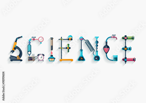 Science - typographic composition - Flat design.