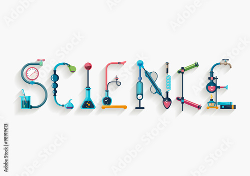 Science - typographic composition - Flat design.