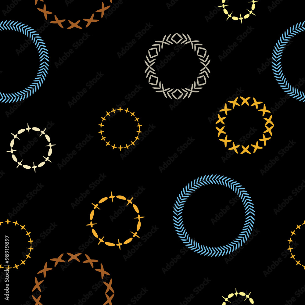 Bright seamless pattern with embroidered image of laps, seams, stitches for the style hippie boho, ethnic and denim style. Modern design, best for prints on textiles and paper. Bright seamless pattern with embroidered image of laps, seams, stitches for the style hippie boho, ethnic and denim style. Modern design, best for prints on textiles and paper.