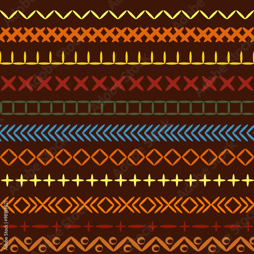 Bright striped seamless pattern with the image of the seams, stitches, embroidery for hippie, boho, ethnic and denim style. Modern design, best for prints on textiles and paper.