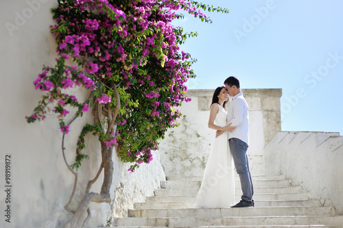 romantic couple in honeymoon in Sperlonga, Italy