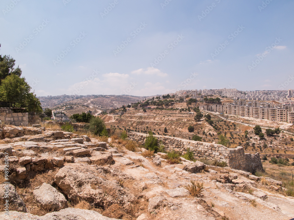 Panorama from Shepherd's field, Beit Sahour, east of Bethlehem,