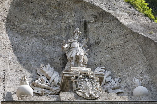 Artful ornaments at the historic gate Neutor in Salzburg, Austria photo