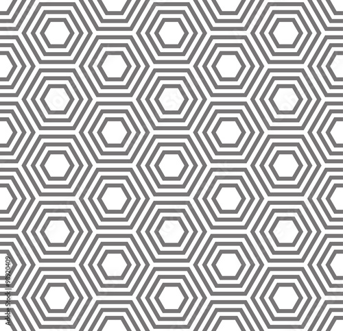 Geometric seamless pattern. Turtle shell, honeycomb pattern. Traditional vector seamless pattern. Monochrome template pattern