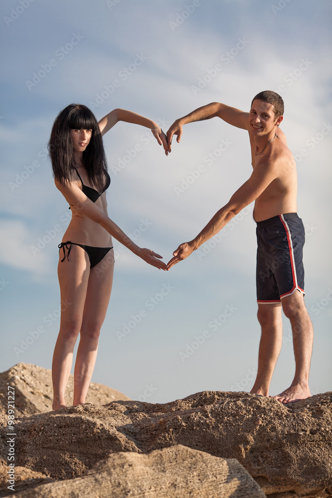 Attractive couple at the sea Attractive couple at the sea