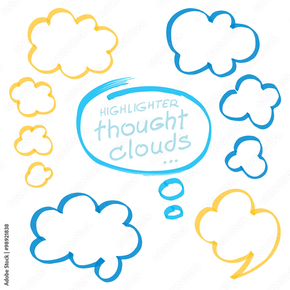 Highlighter Thought Clouds Bubbles Design Elements