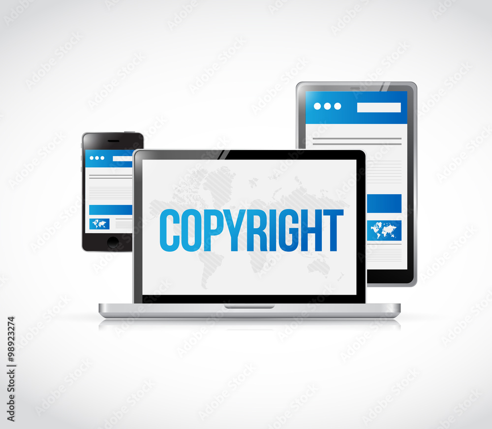 copyright sign on a laptop computer screen copyright sign on a laptop computer screen