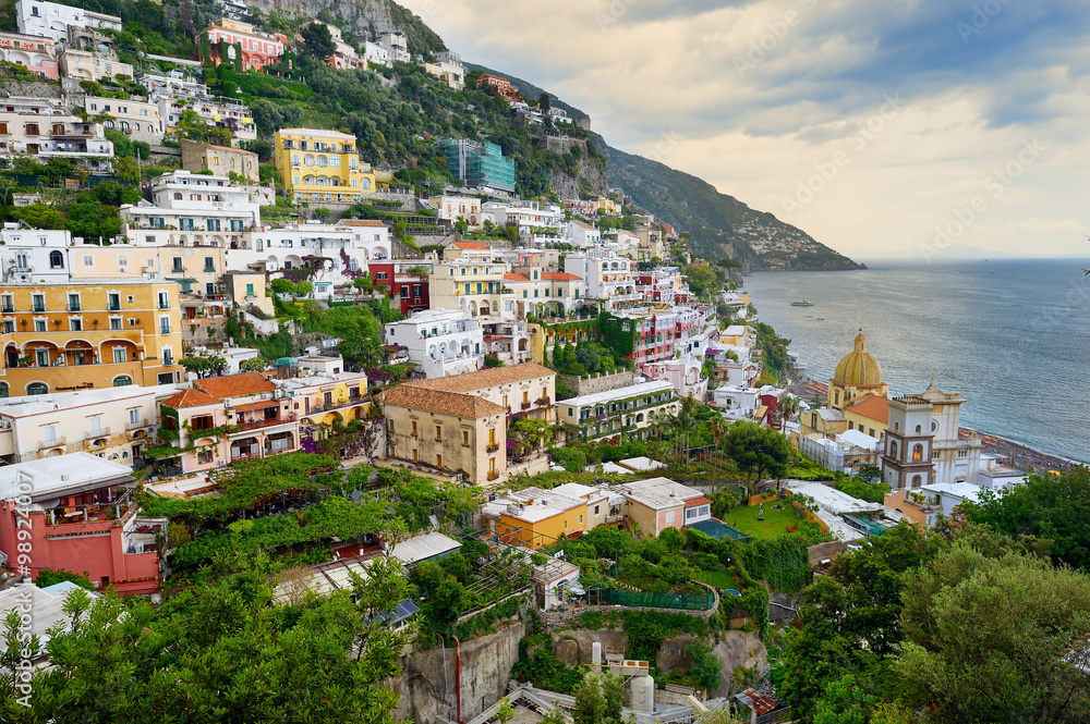 Scenic view of the beautiful town of Positano in Italy