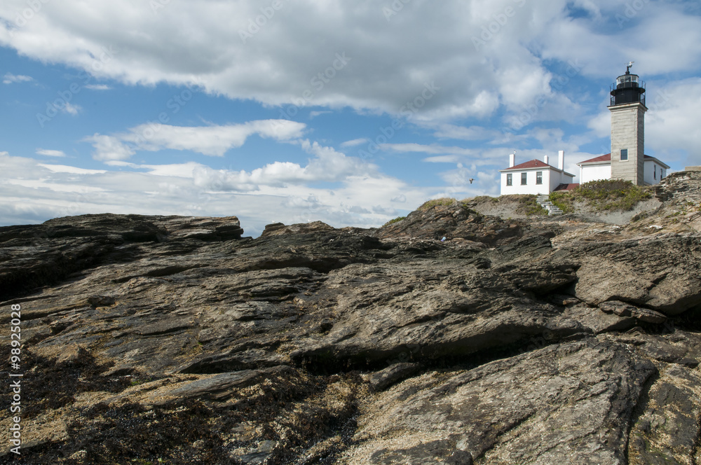 Beavertail Lighthouse Built on Unique Rock Formations in Rhode Island