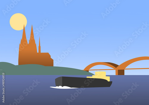 Köln am Rhein bei Nacht