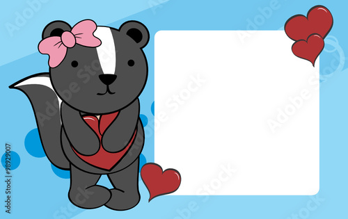 cute skunk girl valentine background card in vector format