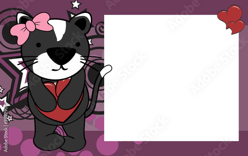 cute cat girl valentine background card in vector format