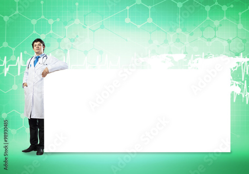 Doctor with banner