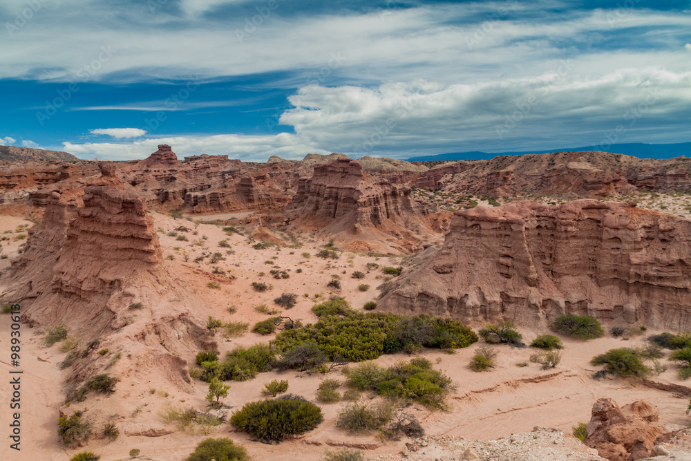 Rock formations in Quebrada de Cafayate valley, Argentina