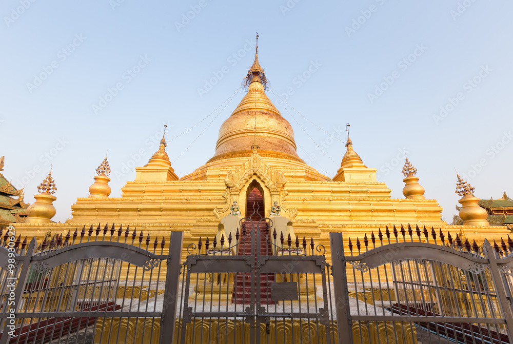 Golden pagoda in Kuthodaw temple, Mandalay, Myanmar