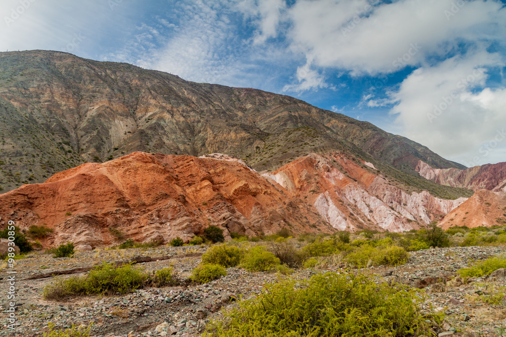 Colorful rock formations near Purmamarca village (Quebrada de Humahuaca valley), Argentina