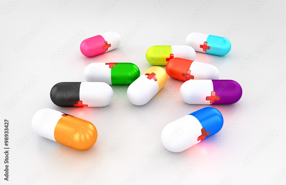 Different colored pills Different colored pills