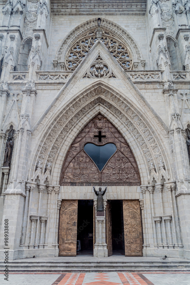 Entrance of the Basilica of the National Vow in Quito, Ecuador