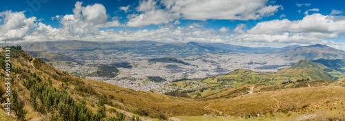 Quito, capital of Ecuador, as viewed from lookout Cruz Loma.