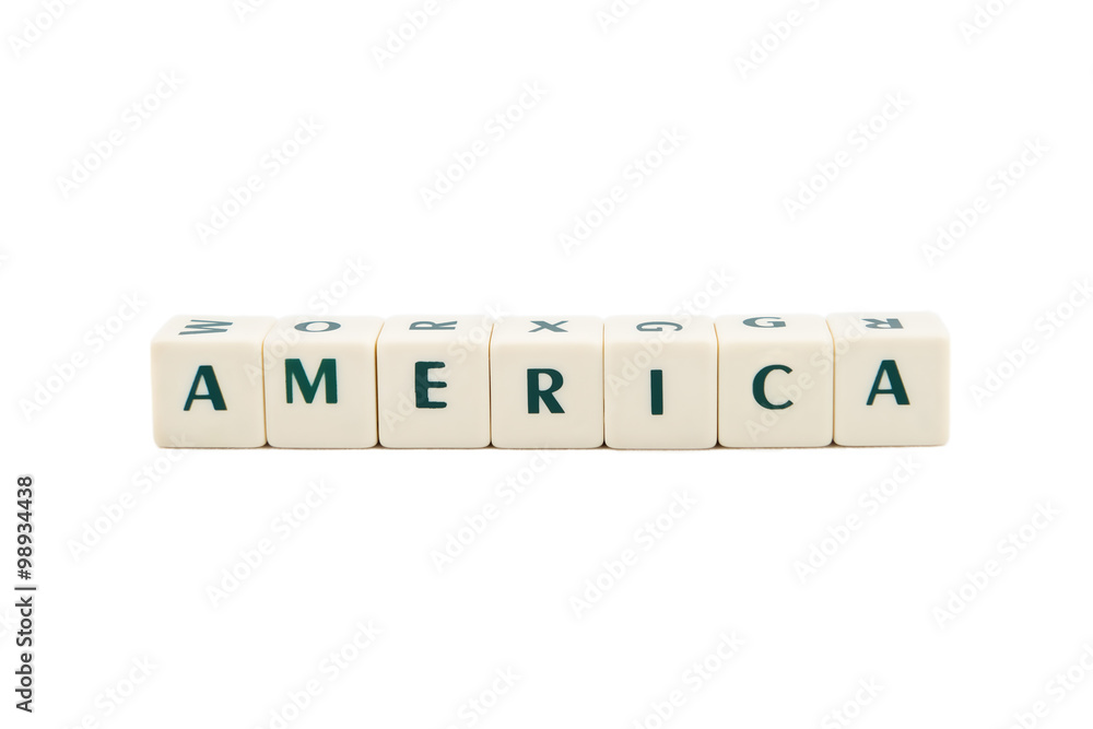 AMERICA white cube text on white background