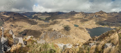 Aerial view of a landscape in National Park Cajas, Ecuador