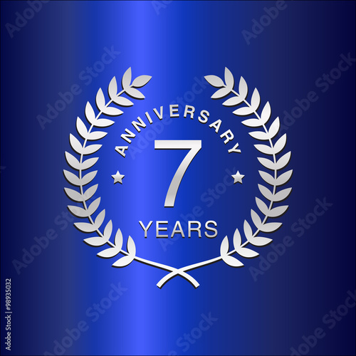 Simple Wreath Anniversary Silver Vector Logo Year 7