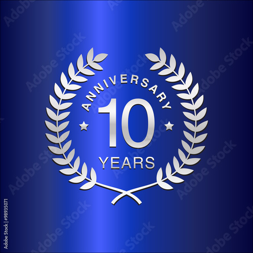 Simple Wreath Anniversary Silver Vector Logo Year 10