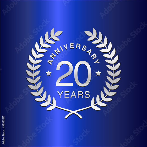 Simple Wreath Anniversary Silver Vector Logo Year 20