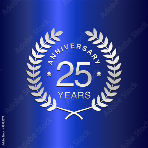 Simple Wreath Anniversary Silver Vector Logo Year 25
