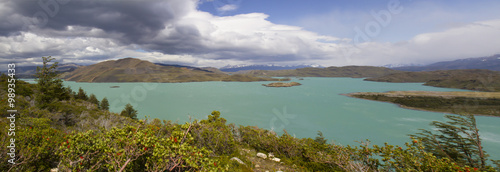 Panorama of emerald lake, Torres del Paine, Chile © karenfoleyphoto