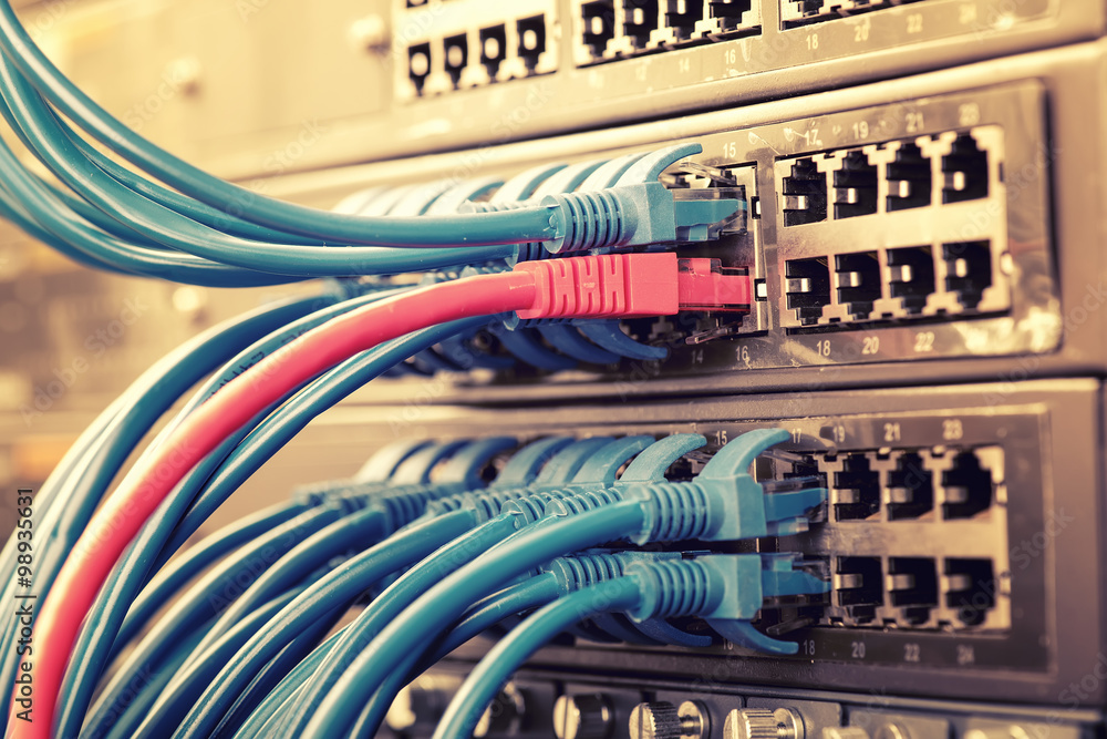 Network switch and ethernet cables,Data Center Concept. Network switch and ethernet cables,Data Center Concept.