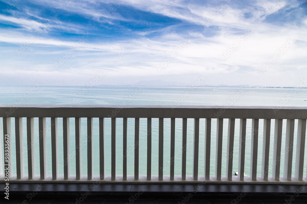Balcony with breath-taking scenic sea view with horizon
