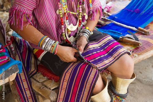 Thailand traditional weaving at loom